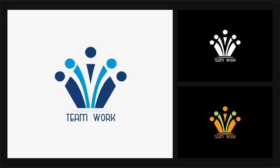 team work icon hexagon logo