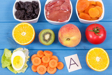 Fresh food containing vitamin A, natural minerals and dietary fiber, healthy nutritious eating