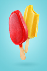Popsicles on blue background