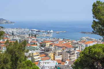 Panoramatic view to Sanremo city, Mediterranean Coast, Italien riviera, Italy, Europe.