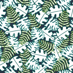 A large set of leaves, grasses and branches. Ideal for invitations, weddings, postcards, holidays, design of printed products. Vector illustration, background. Universal floral elements.