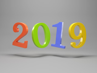 New Year 2019 Creative Design Concept - 3D Rendered Image