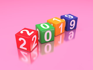 New Year 2019 Creative Design Concept - 3D Rendered Image