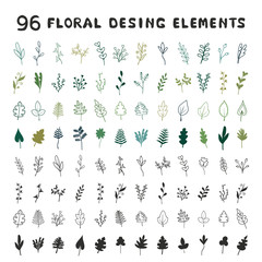 A large set of leaves, grasses and branches. Ideal for invitations, weddings, postcards, holidays, design of printed products. Vector illustration, background. Universal floral elements.