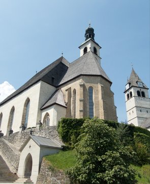 beautiful church in kitzbuhel in austria