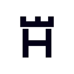 Obraz premium Fortress castle initial H logo template vector