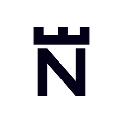 Fortress castle initial N logo template vector