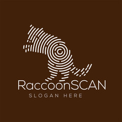 Naklejka premium Raccoon Scan Technology Logo vector Element. Animal Technology Logo Template