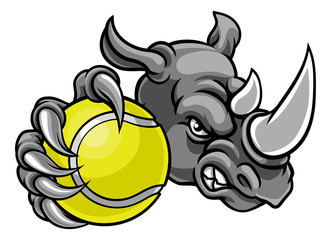Rhino Tennis Ball Sports Mascot © Christos Georghiou
