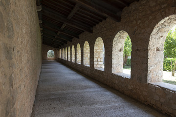 Fototapeta na wymiar Fossanova Abbey, Cistercian monastery in Priverno, in the province of Latina, Lazio, Italy