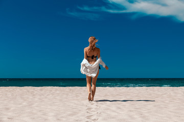 woman on sea beach