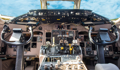 control cabin of an airplane 