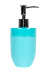 Blue hand sanitizer soap dispenser isolated on white background