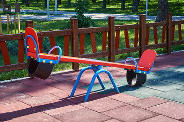 Swing for children in the public playground