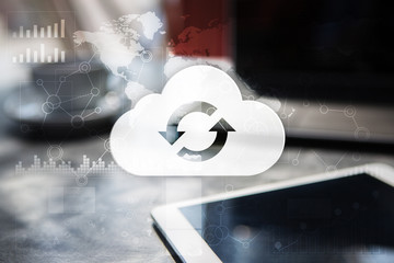 Cloud technology. Data storage. Networking and internet service concept.