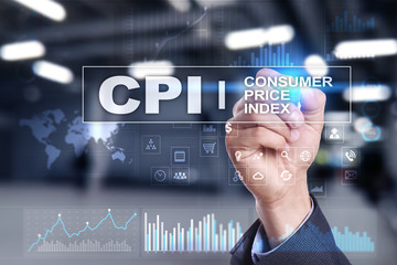 CPI. Consumer price index concept on virtual screen.
