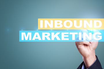 Inbound marketing text on virtual screen. Business and technology concept.