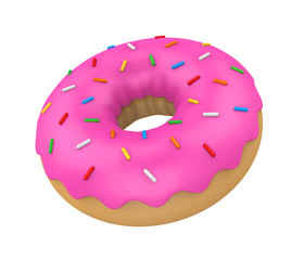 Pink Glazed Donut Isolated