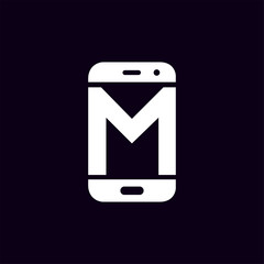 M Initial letter with Smart phone logo icon vector