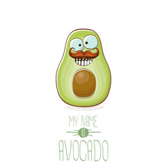 funny cartoon cute green avocado character isolated on white background. My name is avocado vector concept. vector healthy summer fruit character