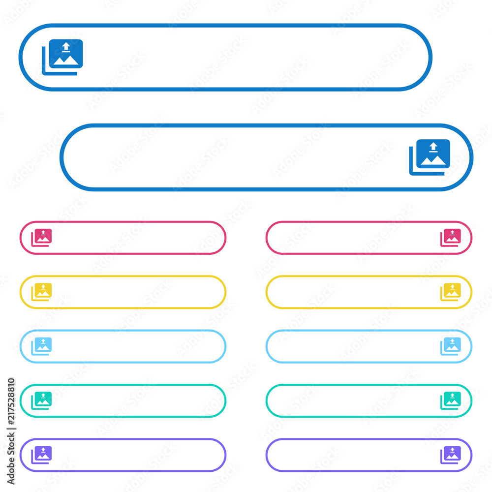 Poster upload multiple images icons in rounded color menu buttons