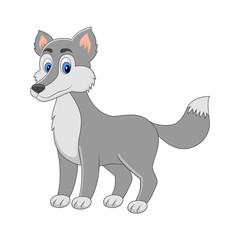 Cute cartoon vector wolf. Arctic  animal. Isolated on white back