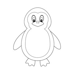 Colorless funny cartoon penguin. Vector illustration isolated on white