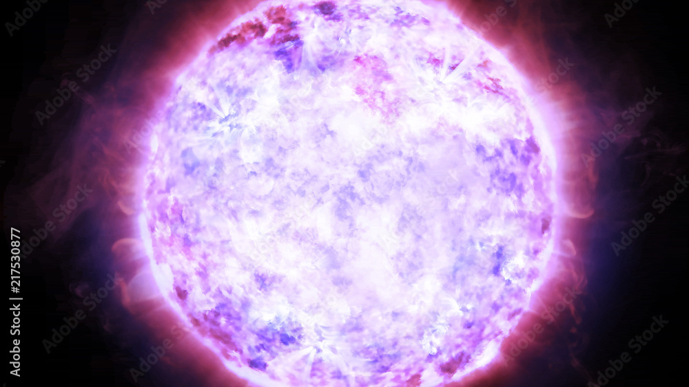 Poster 3d rendering of a massive neutron star with scale atmospheric disturbances on the surface