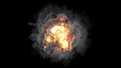 3D rendering of voluminous colorful explosions, shock waves and clubs filled with smoke