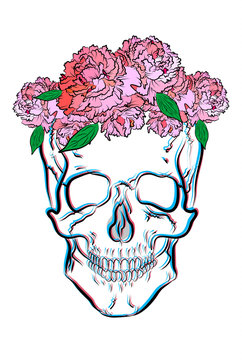 Skull girl. Vector sketch.
