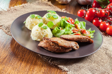 Chicken fillets breast with mashed potatoes