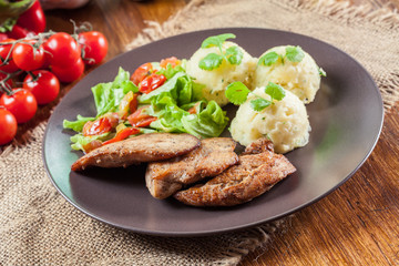 Chicken fillets breast with mashed potatoes