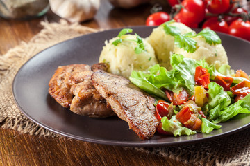 Chicken fillets breast with mashed potatoes