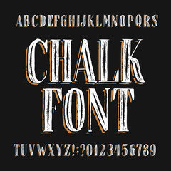 Chalk board alphabet font. Hand drawn messy vintage letters, numbers and symbols. Stock vector typeface. © epifantsev