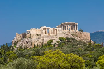 Foto op Aluminium Uitzicht op de Akropolis vanaf de heuvel van de nimfen in Athene © Pierre Violet