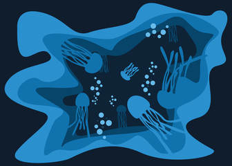 jellyfish background vector illustration 