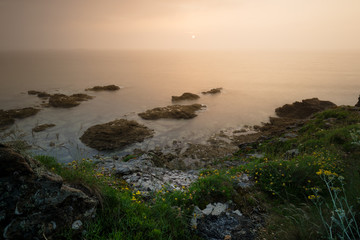 Sunset on the rocks, long exposure
