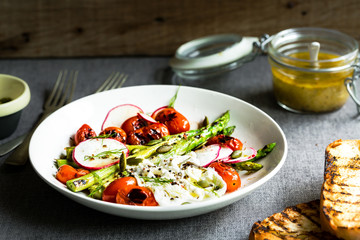 Charred Asparagus, Cherry tomato with Burrata Salad