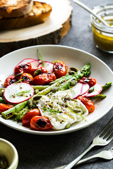 Charred Asparagus, Cherry tomato with Burrata Salad