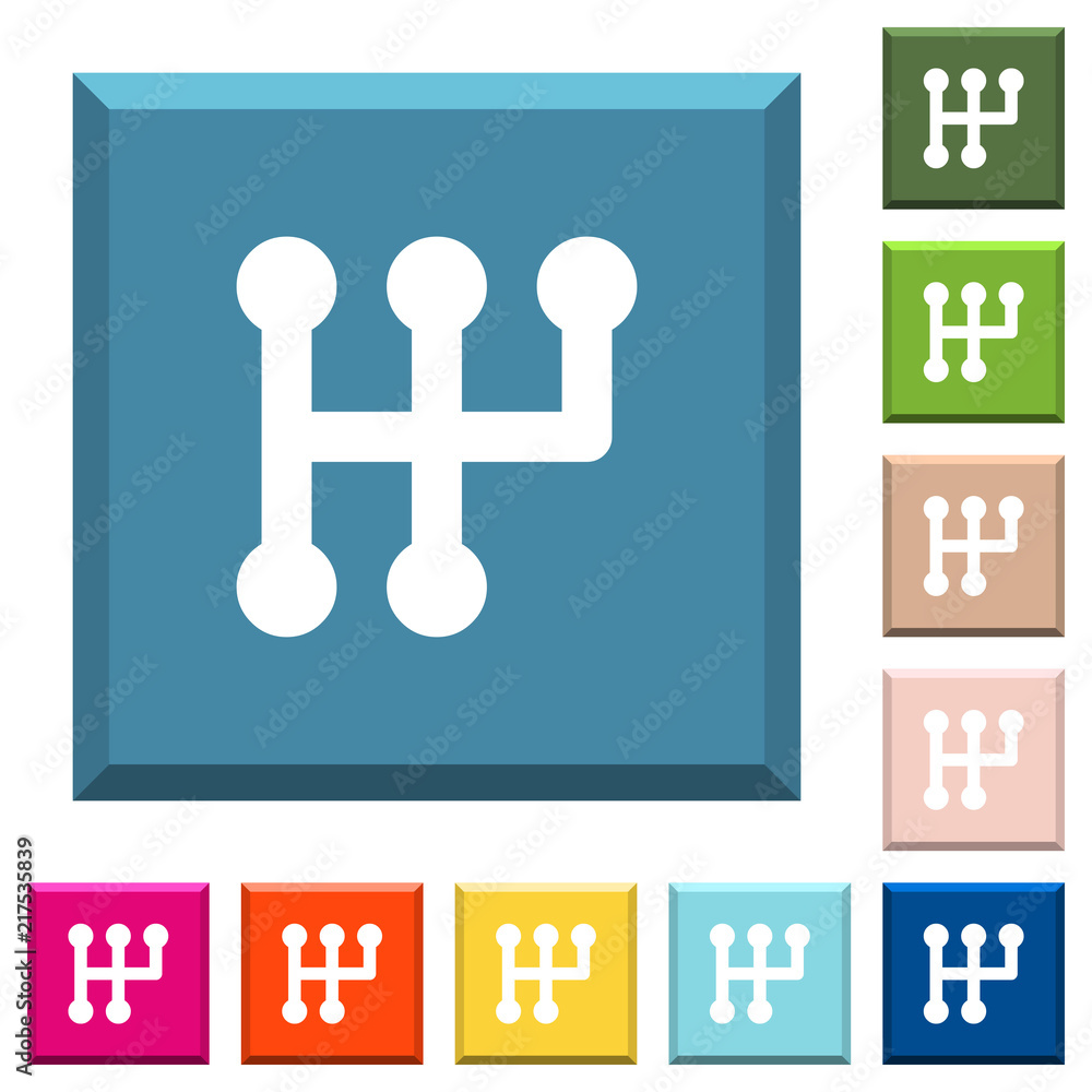 Poster manual shift white icons on edged square buttons