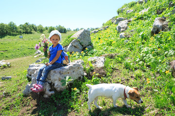 girl of four years in nature