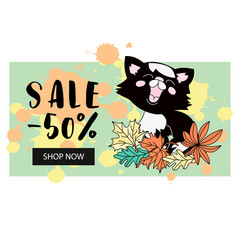 Business Color Vector Illustration CAT SALE BANNER Nature And Paint Background And Design Elements