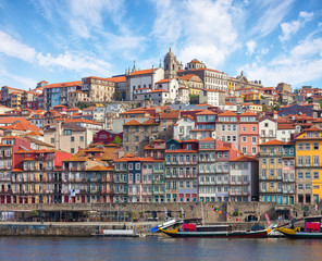 Fototapeta na wymiar .Scenic view on the historical part of Porto and the Douro river in sunny spring morning, Portugal.