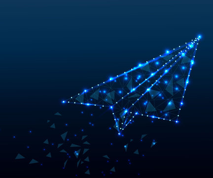 paper airplane, polygon, blue stars 4 blue star