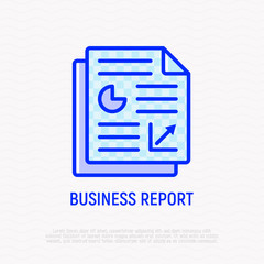 Business report thin line icon. Modern vector illustration of financial document.