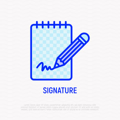 Signature thin line icon. Modern vector illustration.