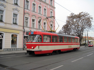 Fototapeta na wymiar Tatra T3 tram on Albertov