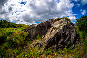 Fototapeta na wymiar Beautiful slate rock in nature. Landscape of Ireland, Ring of Kerry.