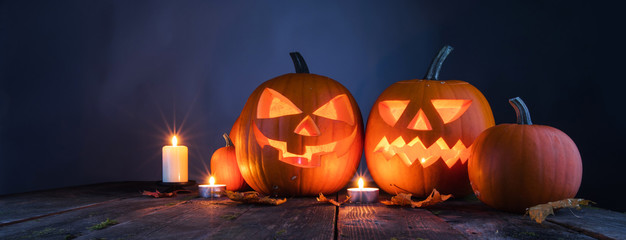 Halloween pumpkin and candles