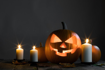 Halloween pumpkin and candles